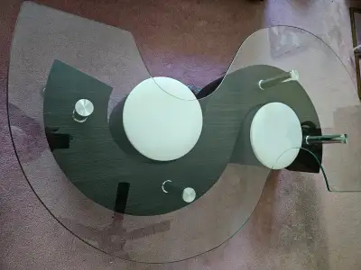 Modern S-Shaped Coffee Table with Ottomans - Can Deliver, View more