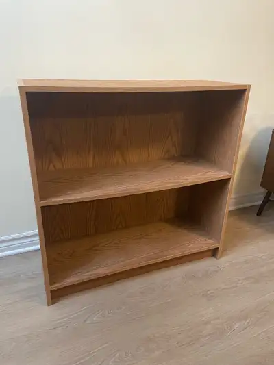 Two-Shelf Wooden Bookcase – Warm Oak Color, View more
