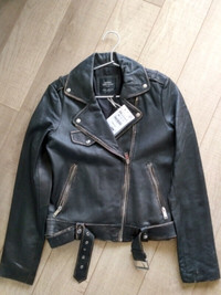 Zara Black Leather Biker Jacket Size XS - NEW with Tag