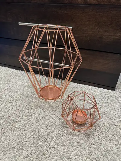Beautiful Rose Gold Candle Holders