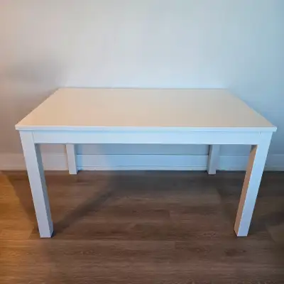Expandable white dining table, View more