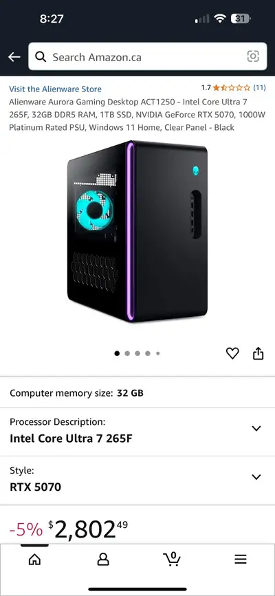 Alienware Aurora Gaming Desktop, View more