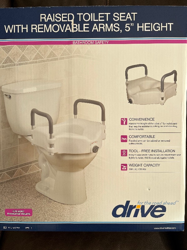 Toilet Seat with Padded Arms, Elevated Toilet Riser 65 Santé et
