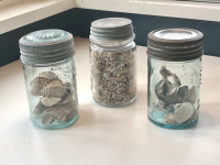 Vintage mason jars with shells - $ details in ad