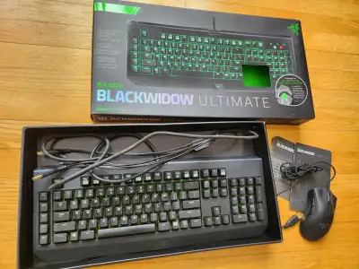 Razer Blackwidow keyboard and Deathadder mouse, View more