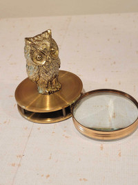Vintage 1970s Solid Brass Owl Magnifying Glass. Art