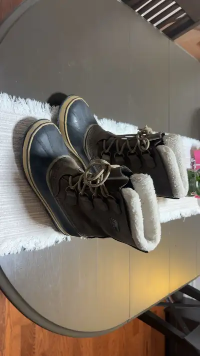 SOREL Waterproof Winter Duck Boots with Sherpa Trim – Size 8, View more