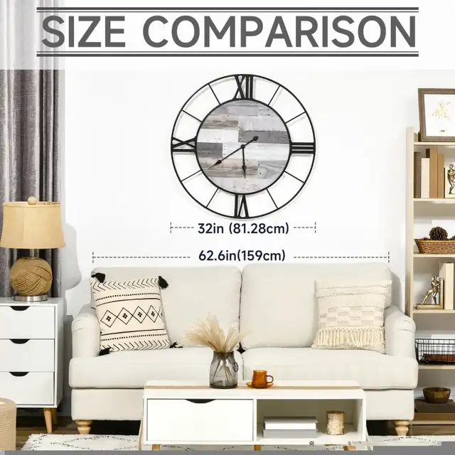 32 Inch Large Wall Clock. Black and Wood Grain Color. in Other in Markham / York Region - Image 6