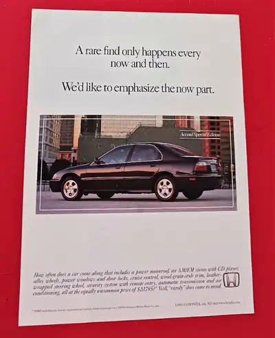 RETRO 1996 HONDA ACCORD CAR AD - AFFICHE AUTO, View more