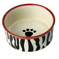 Petrageous Designs Stonewear Zebra Patterned Pet Food/Water Bowl