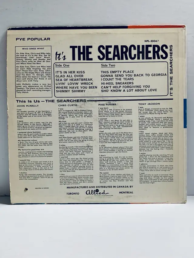 The Searchers - It’s The Searchers (Vinyl Lp /Error Cover) in CDs, DVDs & Blu-ray in Mississauga / Peel Region - Image 3