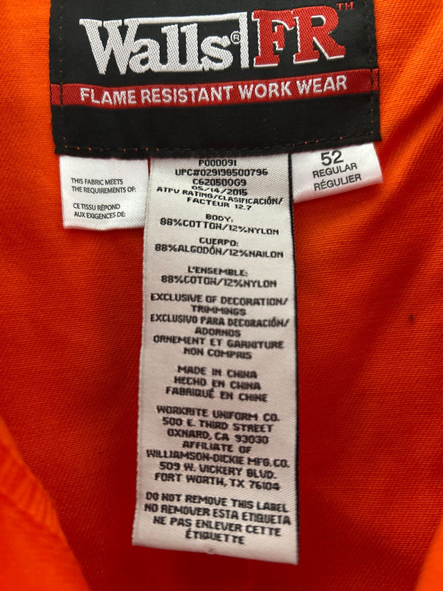 Fire rated work coverall in Other in North Bay - Image 4