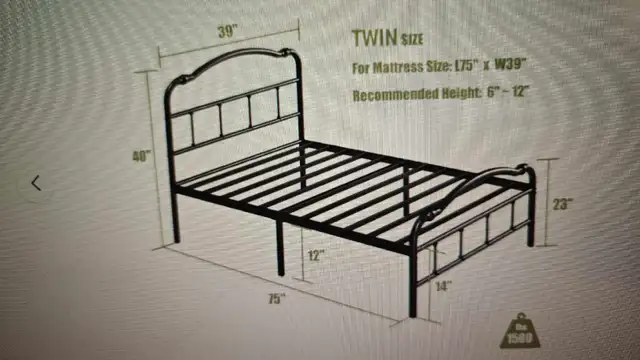 New Deluxe Twin Bed Frame & Mattress, unused in Beds & Mattresses in Bedford - Image 3