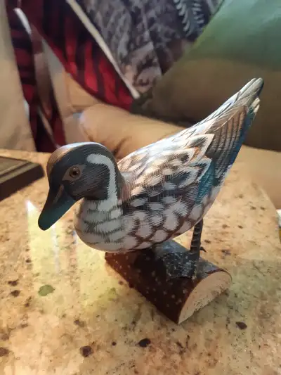 ~ Wood Hand Painted Carving Of A Duck ~, View more