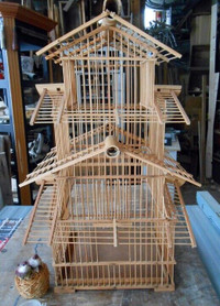 Déco Cage d'Oiseau Style Pagode en Bois Vintage