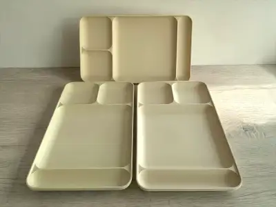 3 plateaux compartimentés Tupperware vintage amande #1535 , View more