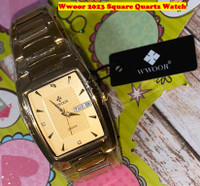 Wwoor-8837 Golden Square Quartz Luxury Watch (NEW)