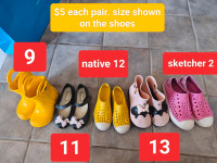 $5/pair each children's summer sandals/rainboots