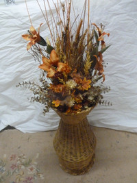 Wicker basket with dried flowers