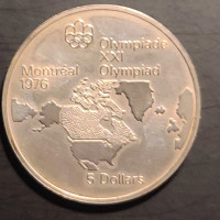 CANADIAN 1976 SILVER OLYMPIC 5 DOLLAR COIN 