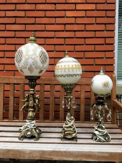 Set 3 Lampes Vintage Antique Baroque Table Lamps, View more
