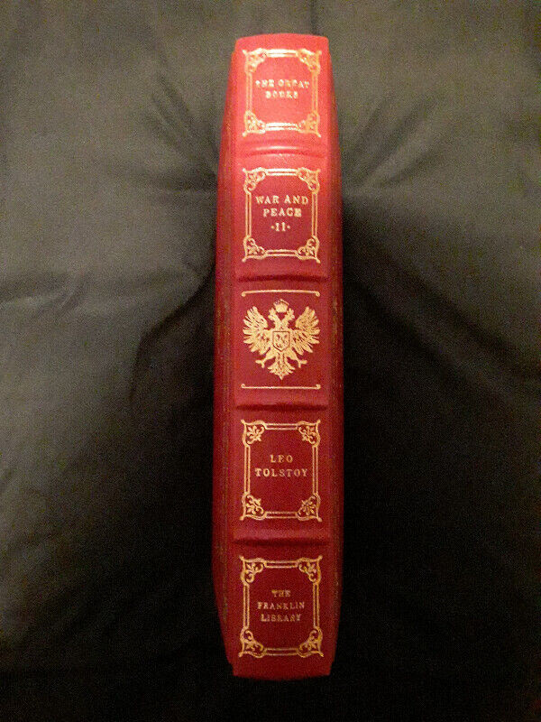 War & Peace by Leo Tolstoy. Leather Bound, 22k gold, silk moire in Fiction in Ottawa - Image 2