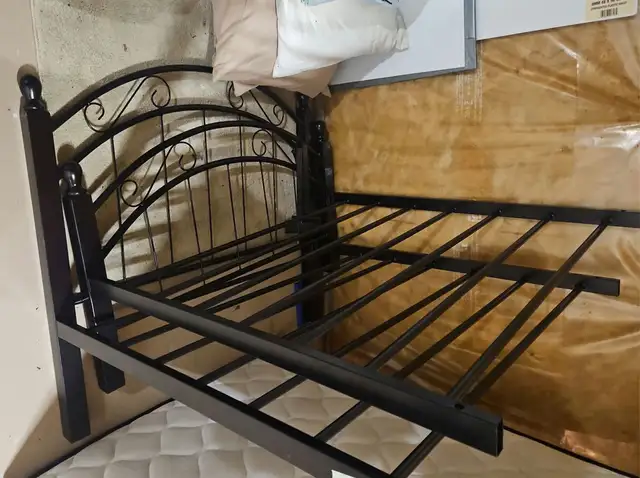 Brand new Black metal bed frame with brand new single mattress - in Beds & Mattresses in Kingston - Image 4