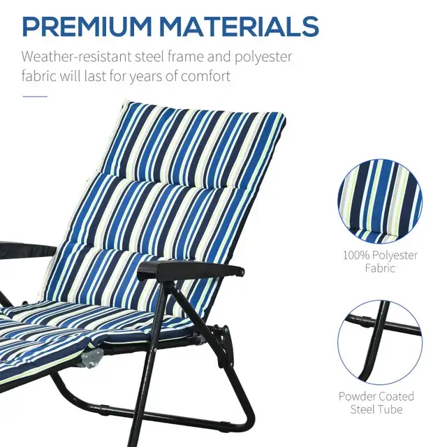 Foldable Lounge Chair, Reclining Patio Sun Lounger with 6-Positi in Patio & Garden Furniture in Markham / York Region - Image 6