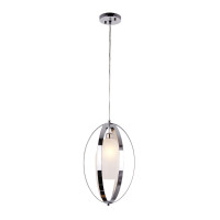 Contemporary Chrome and Etched Glass Pendant by Amite