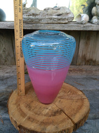 Vintage Hand Blown Vase Approx. 10 Inches High & 7 Inches Wide