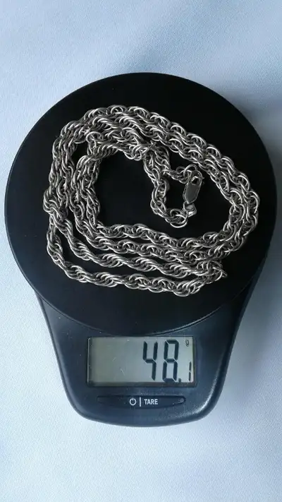 Rope Chain Sterling Silver MD 28V MEXICO 925, View more