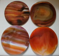 Vintage Polished Brown Agate Slices Slabs Geode 4" Coasters