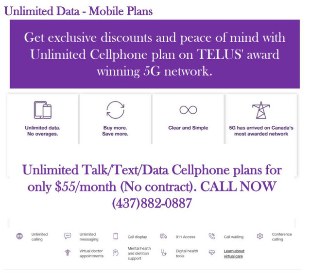 Exclusive offer: Mobile CAN-US plans 100GB for $55/month in Cell Phone Services in Edmonton