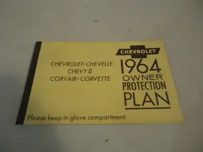 Original 1964 Chevrolet Owners Protection Booklet. Applies to Chevrolet, Chevelle, Chevy II, Corvair...