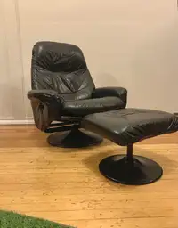 Leather recliner & footstool