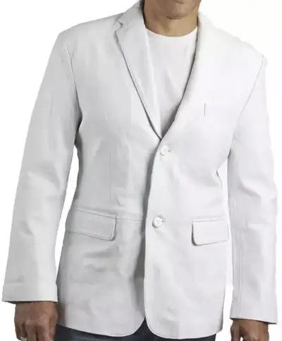 Men’s White Leather Blazer – Genuine Lambskin (Size L), View more