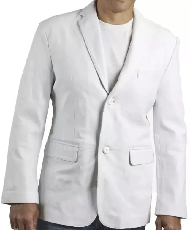 Men’s White Leather Blazer – Genuine Lambskin (Size L) in Men's in Kitchener / Waterloo - Image 2