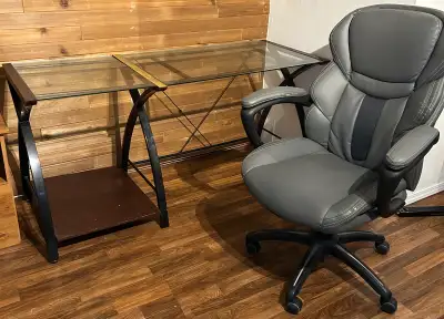 Glass top Desk & Chair, View more