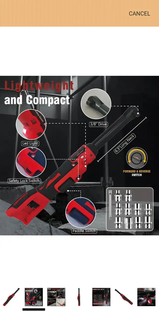 Cordless Electric Ratchet Wrench with Battery for Milwaukee m18 in Power Tools in City of Toronto - Image 8