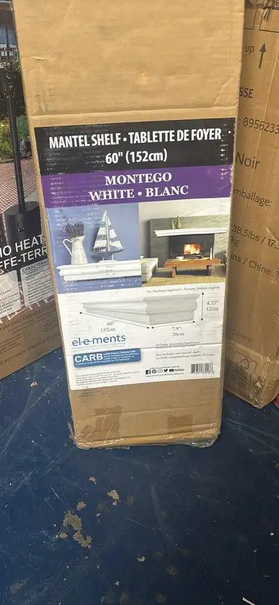 Elements Montego “60” Transitional Mantel Shelf in Gloss White o, View more