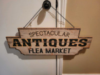 Brand New  Large Wooden "Antique Flea Market" Sign 