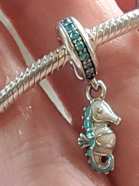 PANDORA Sterling Silver Aqua Seahorse Charm
