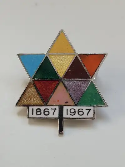 Canadian Centennial Sterling Multicolour Maple Leaf Pin, View more