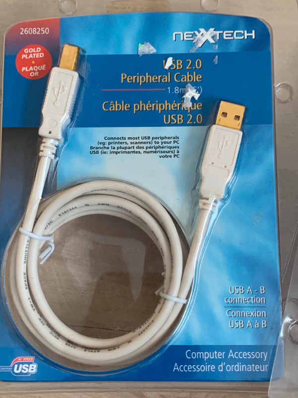Nexxtech Ultimate Hi-Speed Certified USB 2.0 Gold Cable - 6' (D) in General Electronics in Calgary