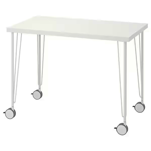 Ikea LINNMON / KRILLE table with Lockable rolling casters Desks