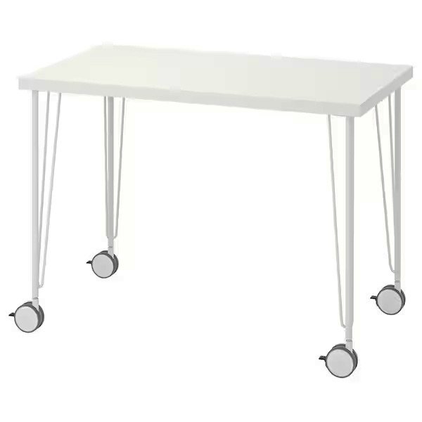 Ikea LINNMON / KRILLE table with Lockable rolling casters Desks