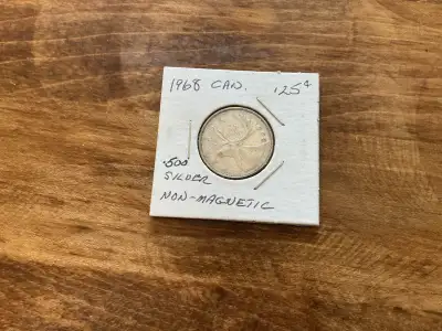 1968 CANADIAN 25 Cent 50% Silver Coin !, View more