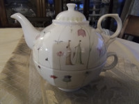 Portmeirion Teapot and Cup for One - Up The Garden Path  - New