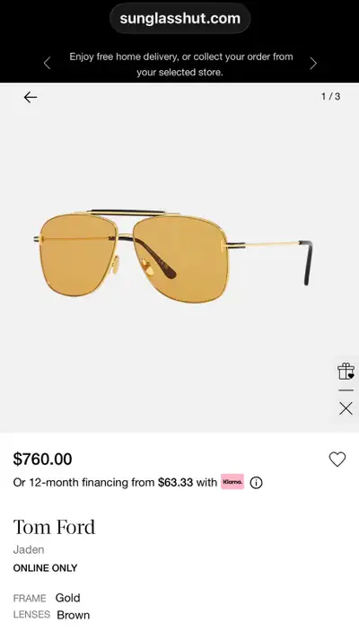 Authentic Tom Ford Jaden men’s sunglasses with receipt , View more