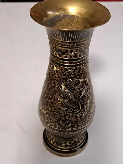 Zap Impex Brass Flower Vase in Carving Work for Home Office Livi, View more